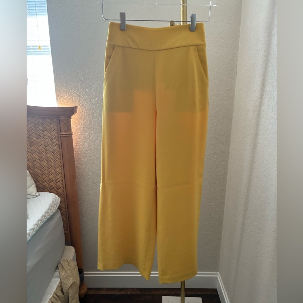 Alice + Olivia Sunny Yellow Wide-Leg Pants